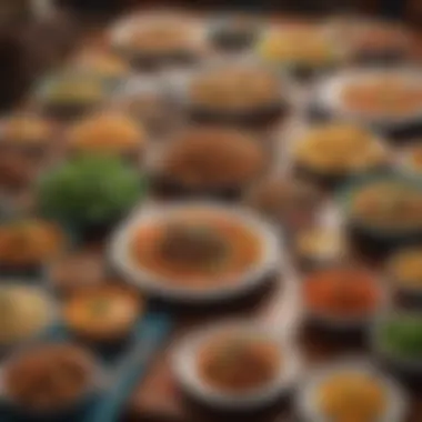 Culinary Diversity on Display Colorful array of dishes representing diverse culinary offerings