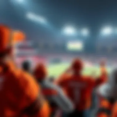 Fans cheering in the stadium