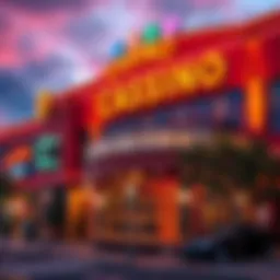 Exterior view of a popular casino in Great Falls, showcasing its vibrant architecture