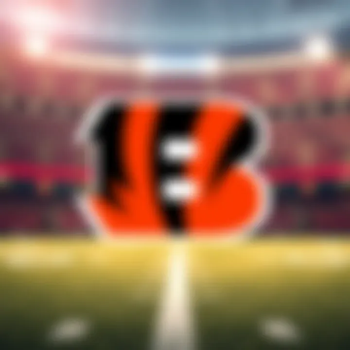 Cincinnati Bengals logo with a football background