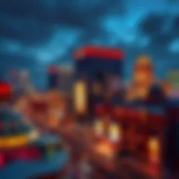 A panoramic view of Detroit's vibrant casino district showcasing architectural diversity.