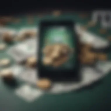 Winning Real Money Through Apps Illustration of coins and cash flowing from a mobile device