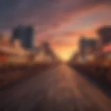 A scenic view of the Atlantic City boardwalk at sunset