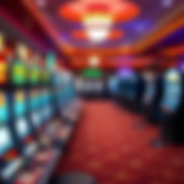 Interior of a gaming hall with slot machines