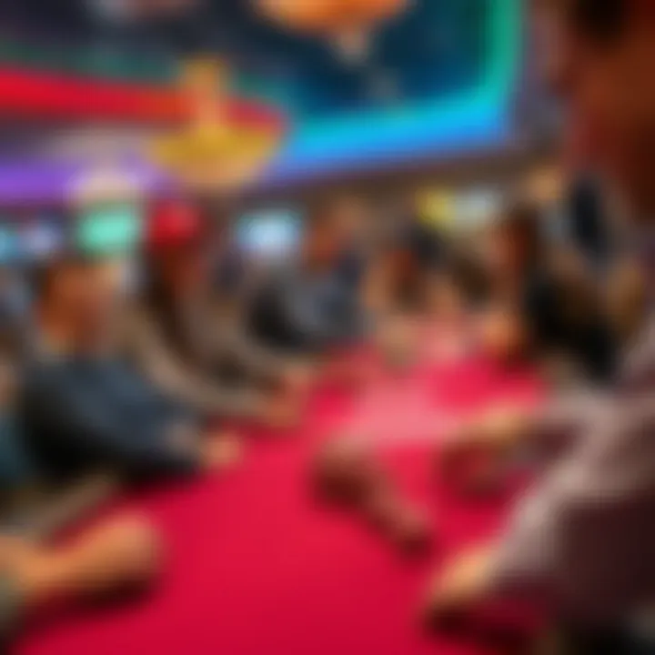 A vibrant poker table featuring engaged players