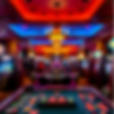 Interior of a Bustling Casino Interior of a bustling casino with gaming tables