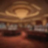 Luxurious casino interior showcasing gaming tables and slot machines