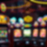A vibrant display of virtual slot machines showcasing colorful symbols and themes.