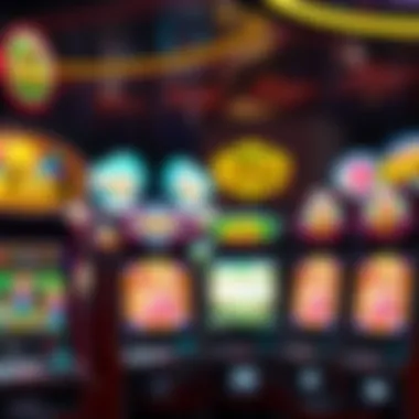 A vibrant display of virtual slot machines showcasing colorful symbols and themes.