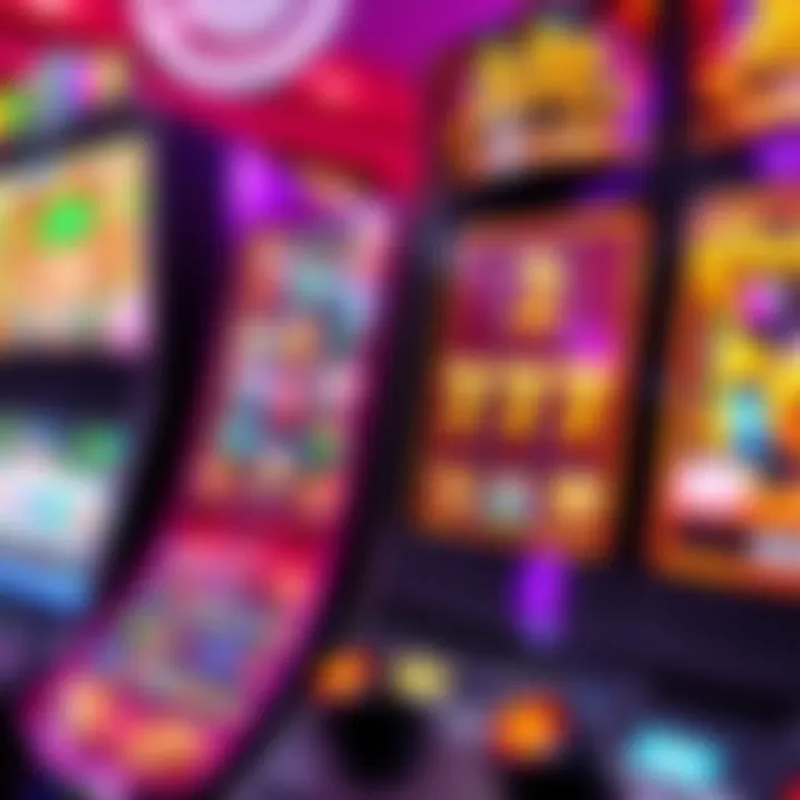 Slot machine display with vibrant graphics