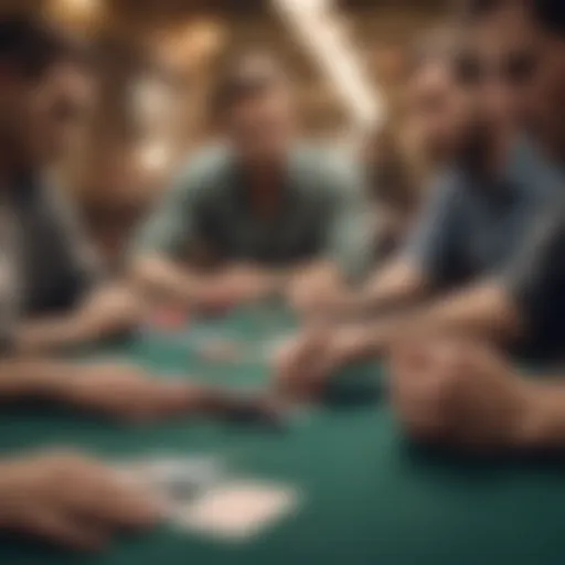 An engaging poker table scene with various players focused on their cards and chips.