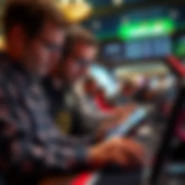 Bettors analyzing statistics and odds on a digital device