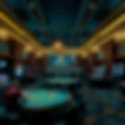 Elegant casino interior showcasing gaming tables