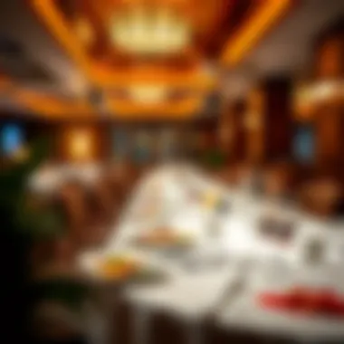 Luxurious dining area showcasing gourmet dishes