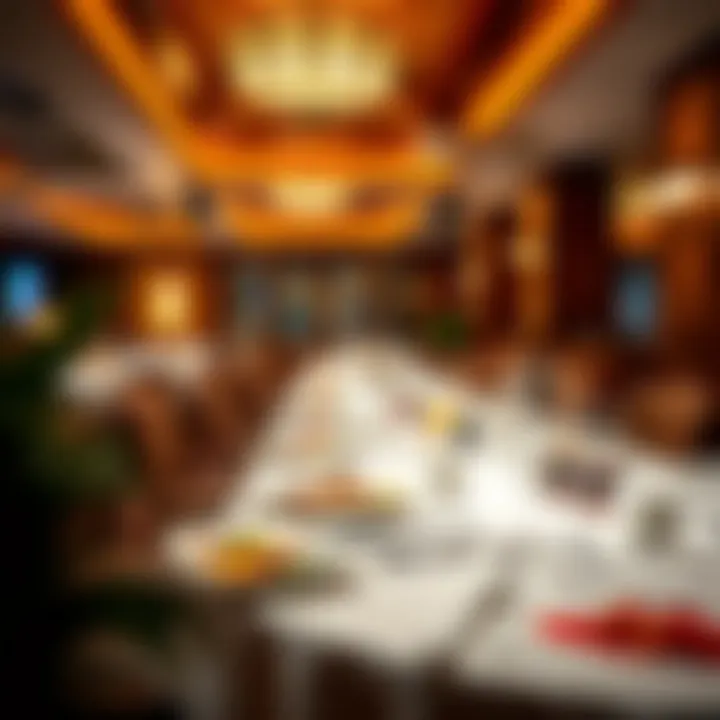 Luxurious dining area showcasing gourmet dishes