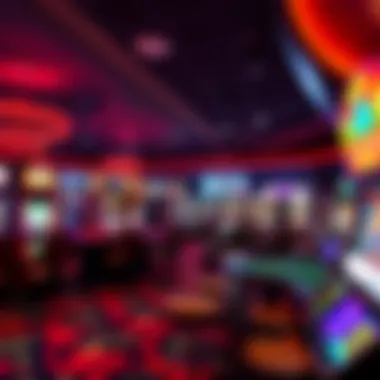 Vibrant gaming floor with slot machines and table games