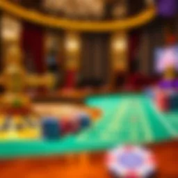 Elegant roulette table with chips