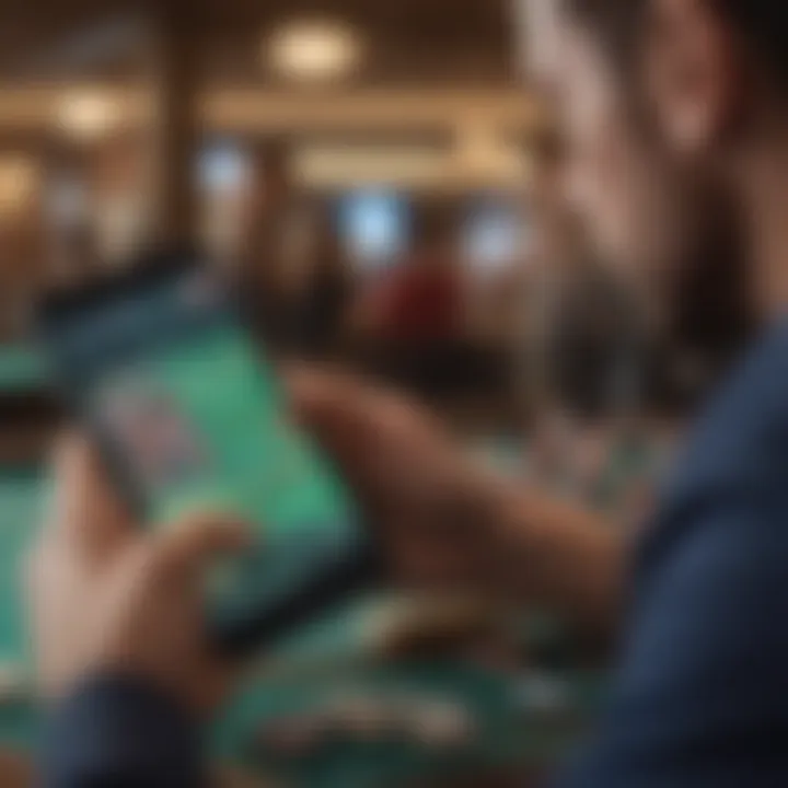 A close-up of a user engaging with a mobile gambling application