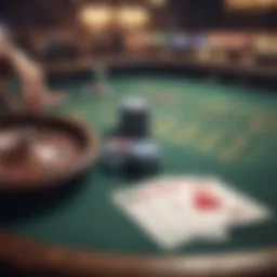 Virtual casino table with chips and cards