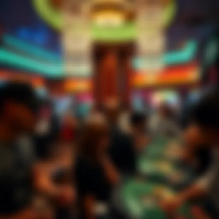 Social Scene in a Bustling Casino Lobby A bustling casino lobby with guests enjoying their time, reflecting the social aspect of gaming.