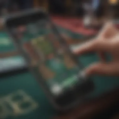 A close-up view of a mobile application interface for playing blackjack on the go.