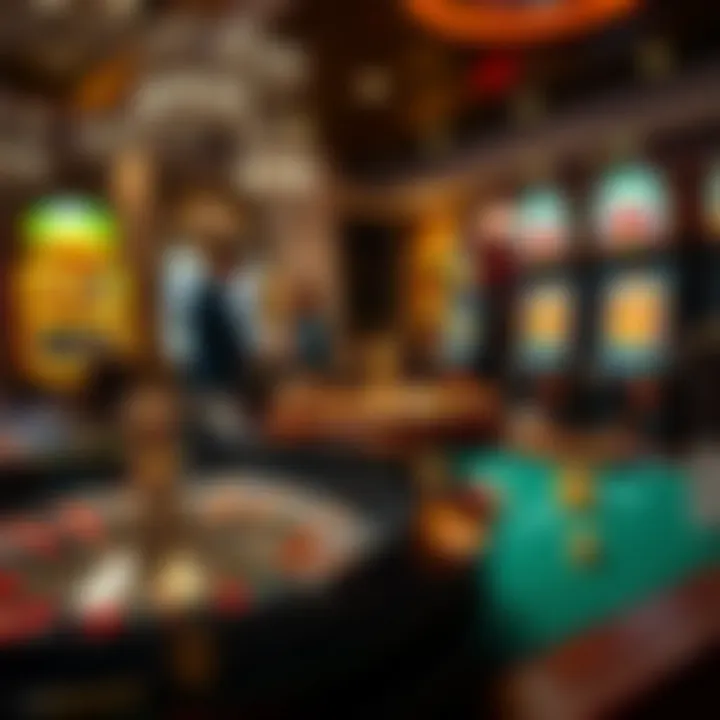 A close-up of diverse gaming options available in Romanian casinos, illustrating roulette, poker, and slot machines