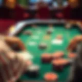 An elegant poker table set for a game with cards and chips