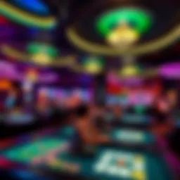 Casino ambiance with vibrant gaming tables
