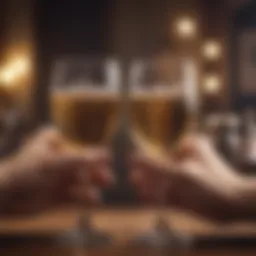 Two glasses clinking in celebration