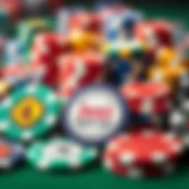 An assortment of Jacks poker chips in various colors and denominations