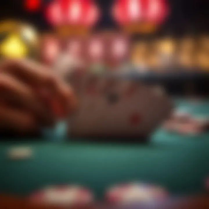 Close-up of blackjack cards illustrating player's decision-making