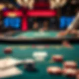 Strategic layout of blackjack table showing optimal moves