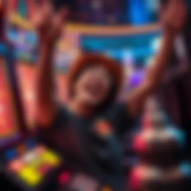 Engaging slot player celebrating a big win