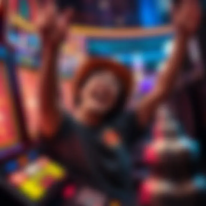 Engaging slot player celebrating a big win