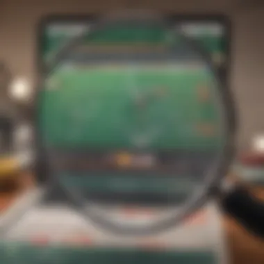 Scrutinizing Online Betting Platforms for Safety A magnifying glass over a betting website indicating scrutiny and caution