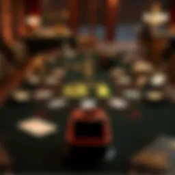 Intricate layout of a 21 card game table